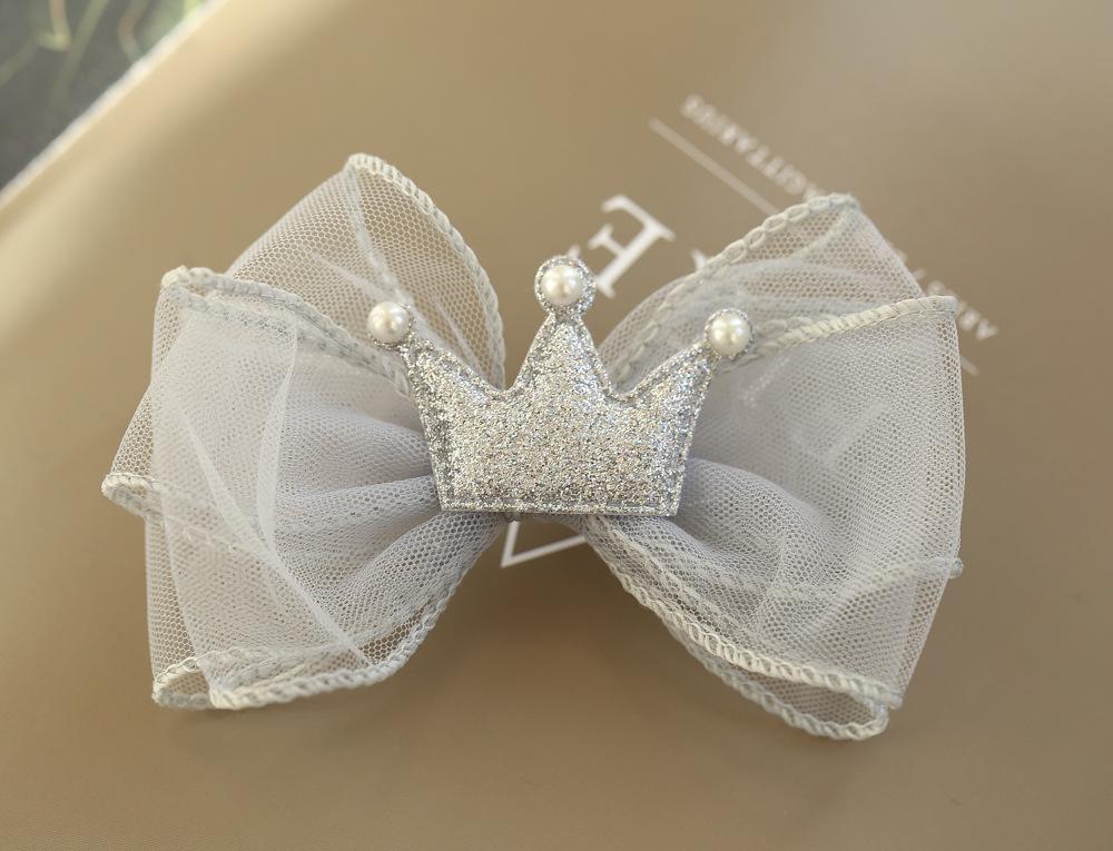 3D Bow Mesh Hair Clip & Crown Headband for Girls