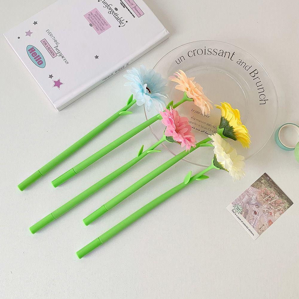 Silicone Writing Pen Simulated Gardenia Wedding Sign-in Pen DIY Floral Gel Pen  for Student's Gift