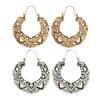 1 Pair Flower Shape Hollow Drop Earrings Geometrical Piercing Women Dangle Earrings Jewelry
