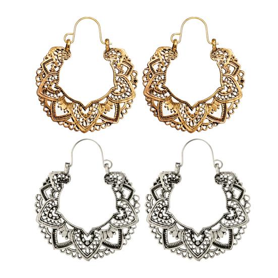 1 Pair Flower Shape Hollow Drop Earrings Geometrical Piercing Women Dangle Earrings Jewelry