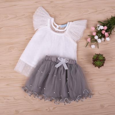 Baby Girl Toddler Cutest Bunny Ruffle Short Sleeve T Shirts Tutu Skirt Set Outfit