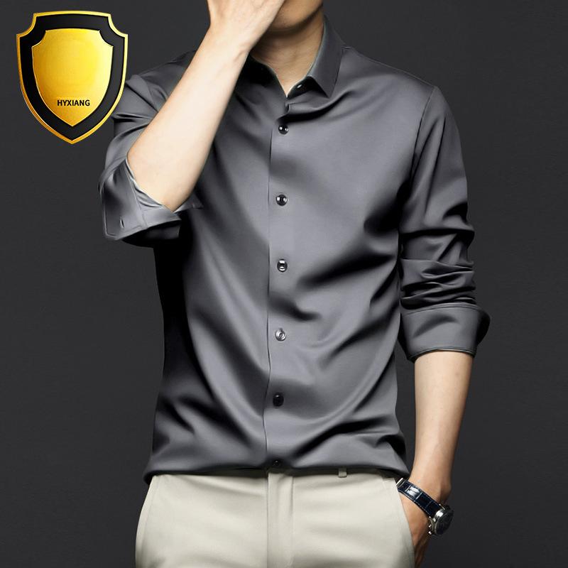 New Stretch Anti-Wrinkle Men's Shirts Long Sleeve Dress Shirts for Men Slim Fit Social Business Blouse White Shirt 6XL