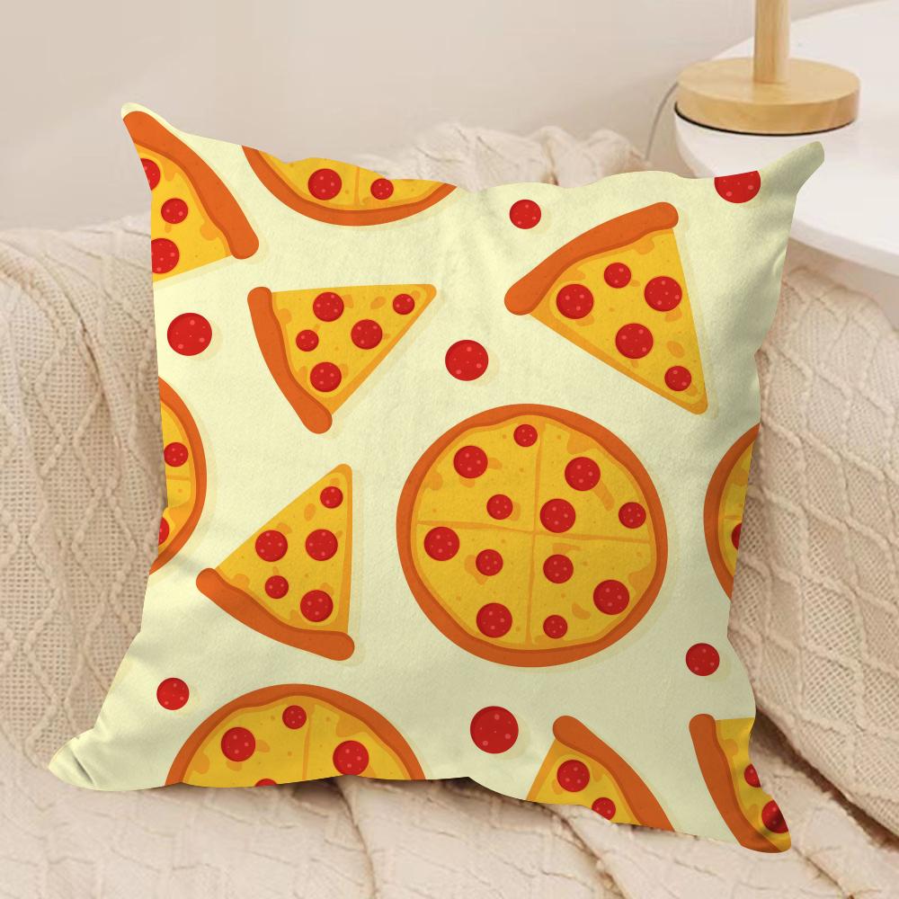 Fried Egg Pizza Waffle Cushion Cover Silky Short Plush Double-Sided Printed Pillow Case For Sofa All Seasons Home Decor Gift