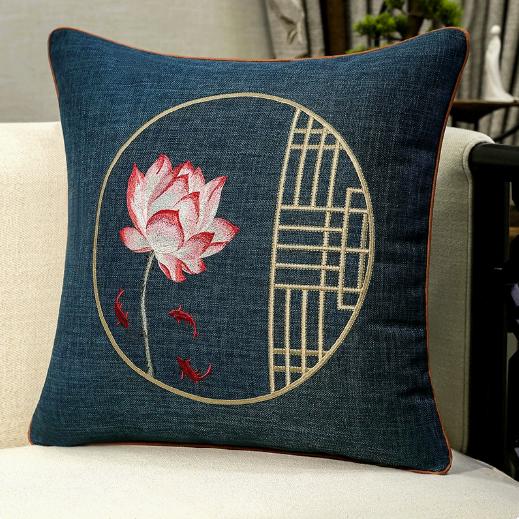 Chinese New Style Fu Character Pillow Case, Wedding Red Lucky Linen Cushion Cover for Sofa Bedroom Decor