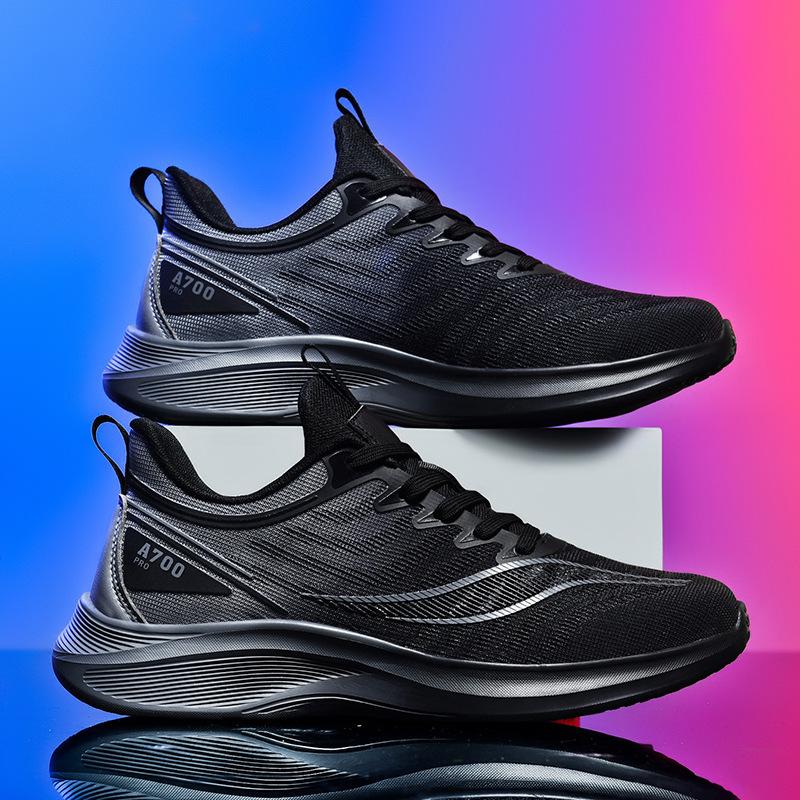 Breathable Lightweight Flyknit Running Shoes - Couple Outdoor Casual Lace Up Breathable Wear-resistant Anti-skid Sneakers New Design for All Seasons