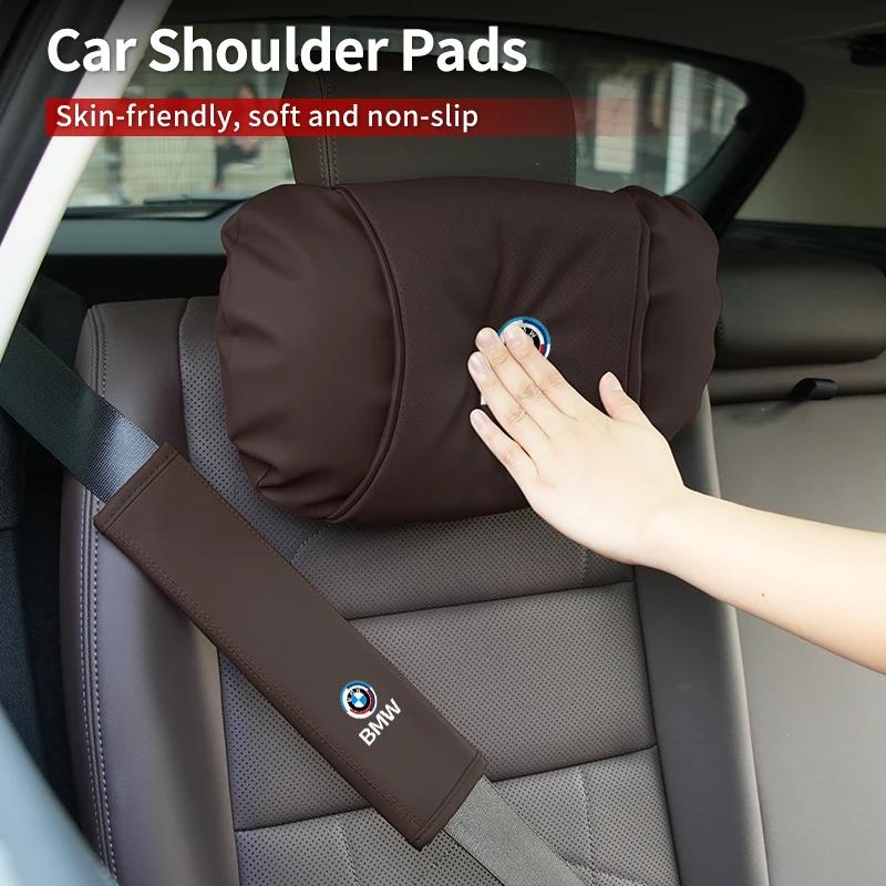 BAGF7 Car Sticker Luxury High Quality Car Seat Headrest Neck Rest Shoulder Pad Cover Auto Accessories For BMW E91 E30 G20 X3 X5 M5 M3