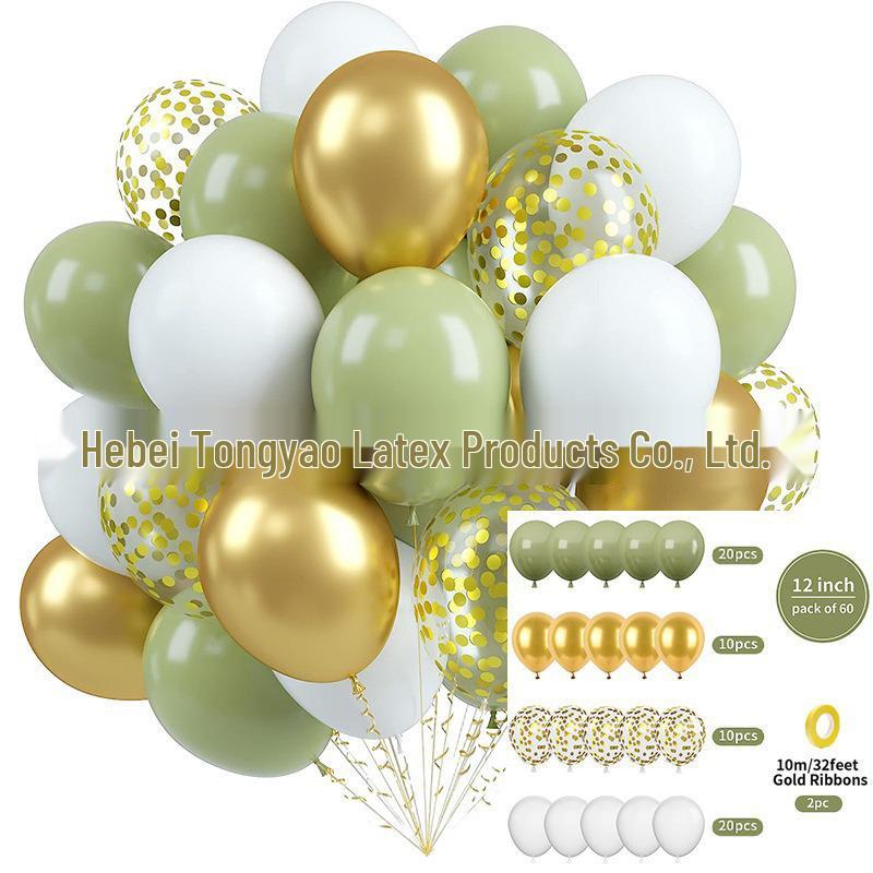 60-Piece 12" Vintage Color Glitter Balloon Set for Birthday Parties