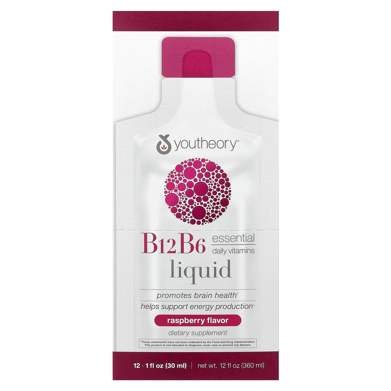 

B12 B6 Liquid, Portable, Raspberry, 12 Packs, 30Ml (1Fl Oz) Each