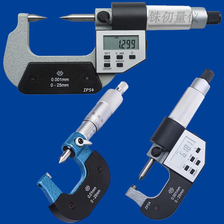 Qingliang Digital Display Micrometer with Dual 30°/15° Points, 0.01 Precision Analog Double Pointed