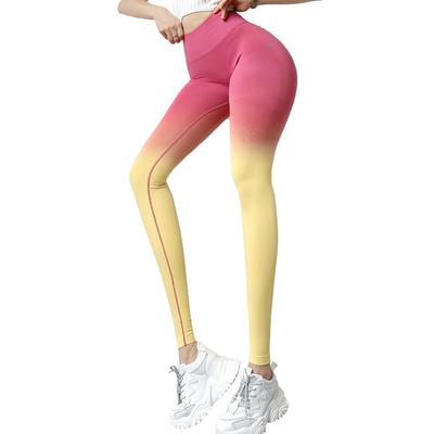 High Waisted And Hip Lifting Fitness Pants For Women, Sports Running Tight Pants, Quick Drying Peach Hip Gradient Yoga Pants For Women