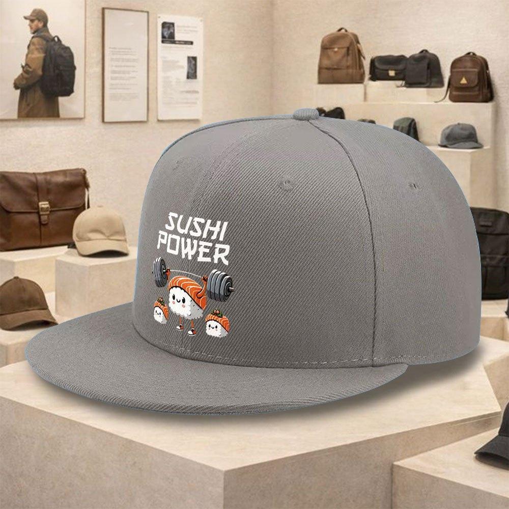 

Sushi Power Weightlifting Graphic Baseball Cap Polyester Unisex Snapback Street Style Hat One Size