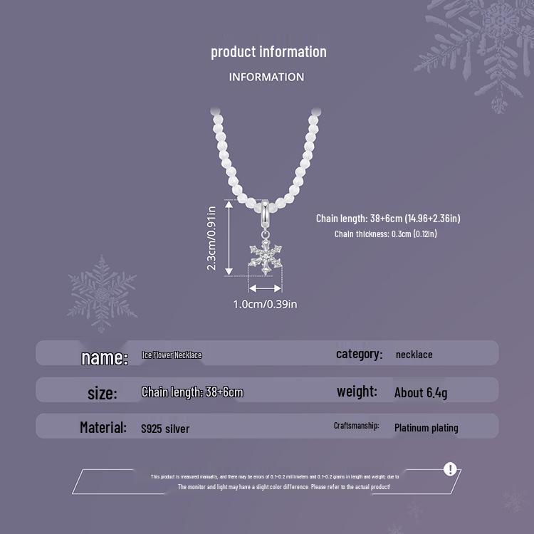Yinziyun Original Design S925 Sterling Silver Ice Flower Winter Necklace for Women