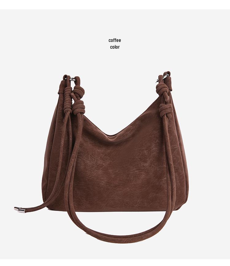 

2025 Европейская и Американская Сумка-тоут из мягкой кожи большой вместимости - Женская универсальная сумка через плечо на одном плече темно-коричневого