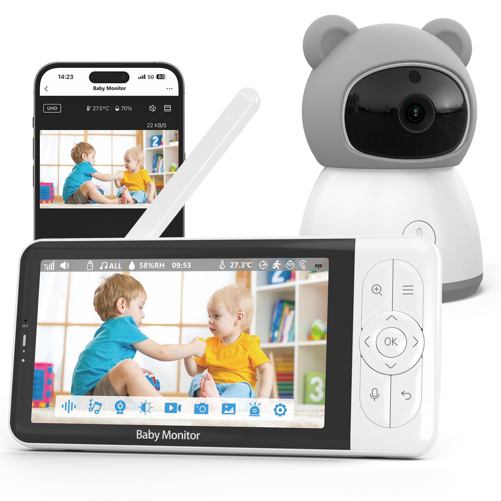 

5-Inch Baby Monitor: Dual-Mode Remote, Two-Way Audio, HD Night Vision AU Standard