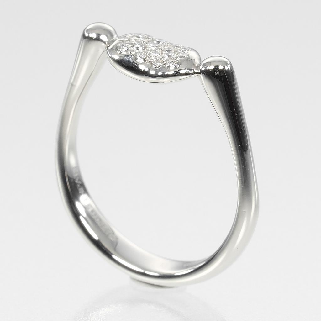 TIFFANY&Co. Bean Ring Pt950Platinum/Pave diamond #5.6(US Size) 5.5g Women Used