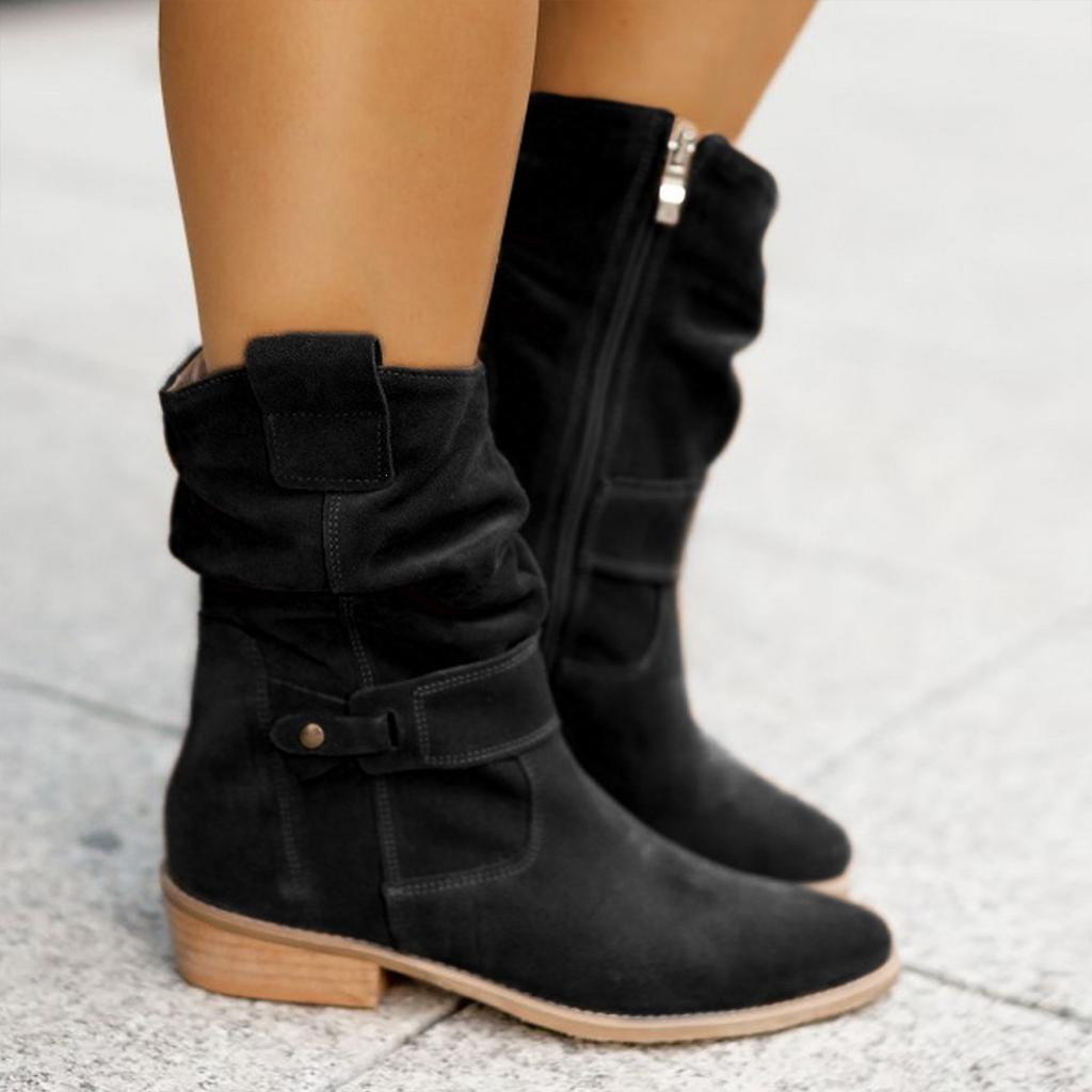 OTS Low-heeled Women's Boots Low Suede Autumn and Winter Low Tube Heel 40bo43