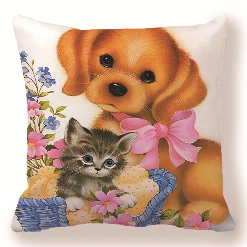 

Декоративная наволочка с принтом «Пара кошек» для спальни, гостиной, квадратная подушка, наволочка 45x45cm