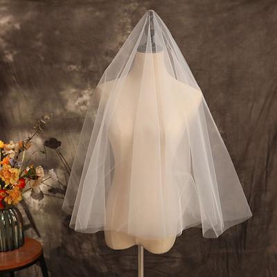 New Single Layer Bridal Veil White Long Women's Tulle Simple Elegant Wedding Veil