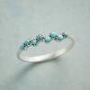 Huitan Irregular Imitation Turquoise Vintage Women Rings Metal Blue Bead Chic Y2K Girls Accessories Hot Trendy Drop Ship