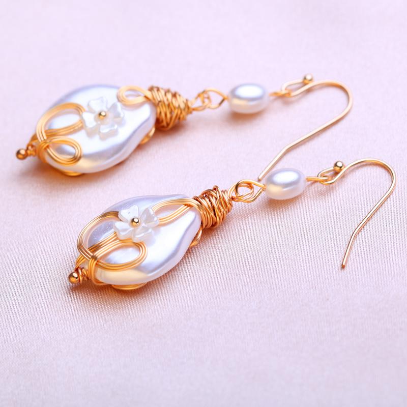 

KNIKOO серьги-подвески для женщин, модные жемчужные серьги, ювелирные изделия для свадьбы, вечеринки, серьги с цветами, подарки золотой