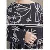 DIMANAF New 2026 Women Plus Size Spring Summer Beach Long Dress Print Black Maxi Long Sleeve Vintage Lady Loose Oversize