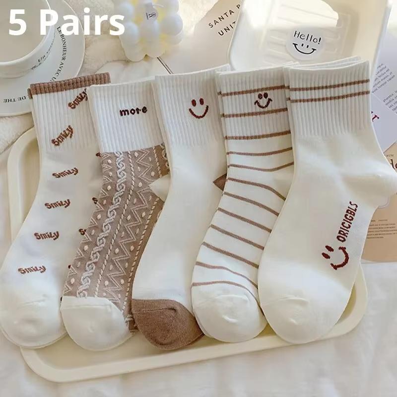 5/10/20 Pairs Women Cartoon Teddy Bear Patterned Ankle Socks Versatile Fashionable Creative Breathable Comfortable Casual Socks
