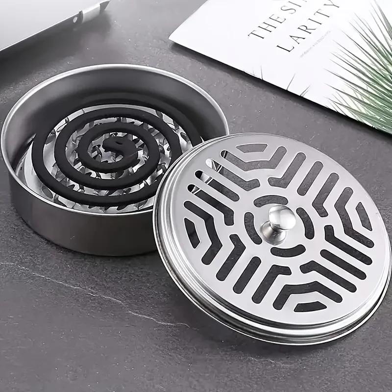 1pc Mosquito Coil for Household Use with Cover and Ash Tray, Fire-resistant and Heat-resistant