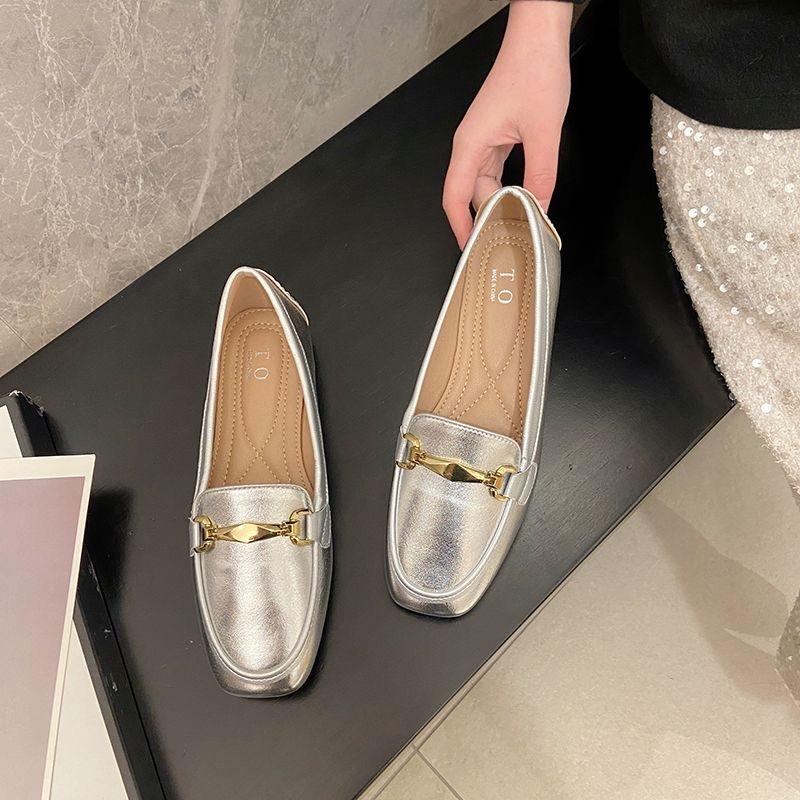 Jarní Podzimní Boty Ženy Baleríny Měkké Módní Značka Kancelářské Dámské Boty Černá Zlatá Stříbrná Nadměrná Velikost 42