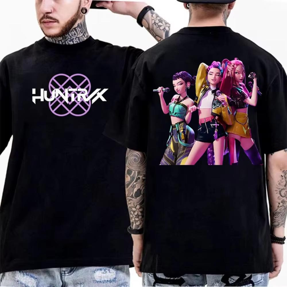 

KPop Demon Hunters Officially Authorizes Idol Girl Group HUNTRX for Netflix Animated Movie 26summer Men Women Oversized Tshirt M