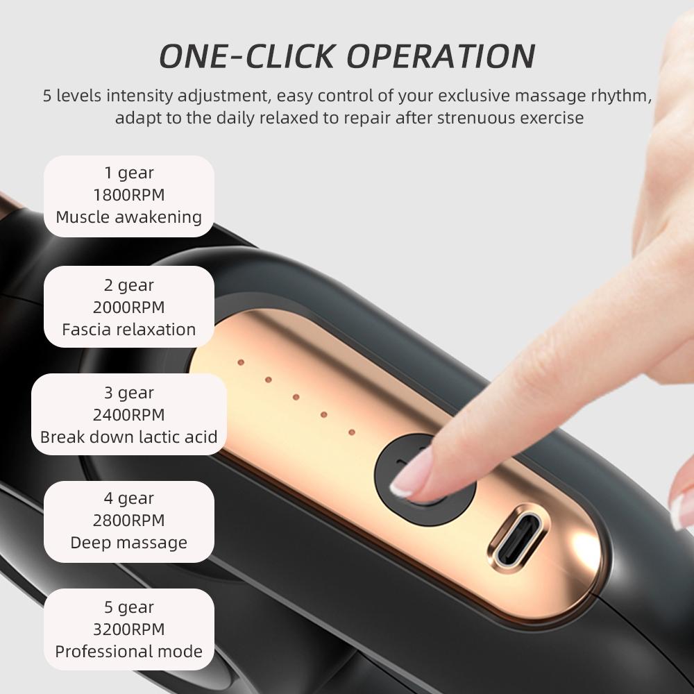 Wireless Fascia Gun Massager with Stretch Strap High-Frequency Vibration Deep Muscle Relax Body Neck Back Leg Massage Device