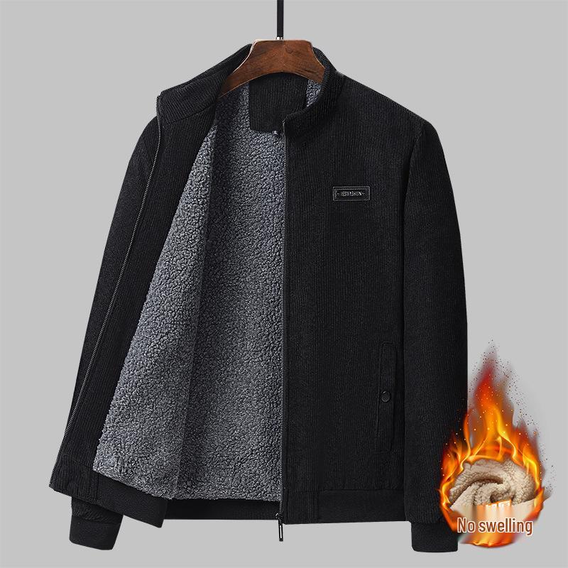 Winter 2025 Men's Lambswool-Lined Corduroy Workwear: Fashionable, Casual, Loose, and Warm Cotton Apparel