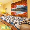 Tapestry Wall Hanging Autumn Lake Natural Stylish Fabric Interior Change the Atmosphere 100cm Long X 150cm GT0067A U-SITU Decor, Mt. Fuji, Leaves,