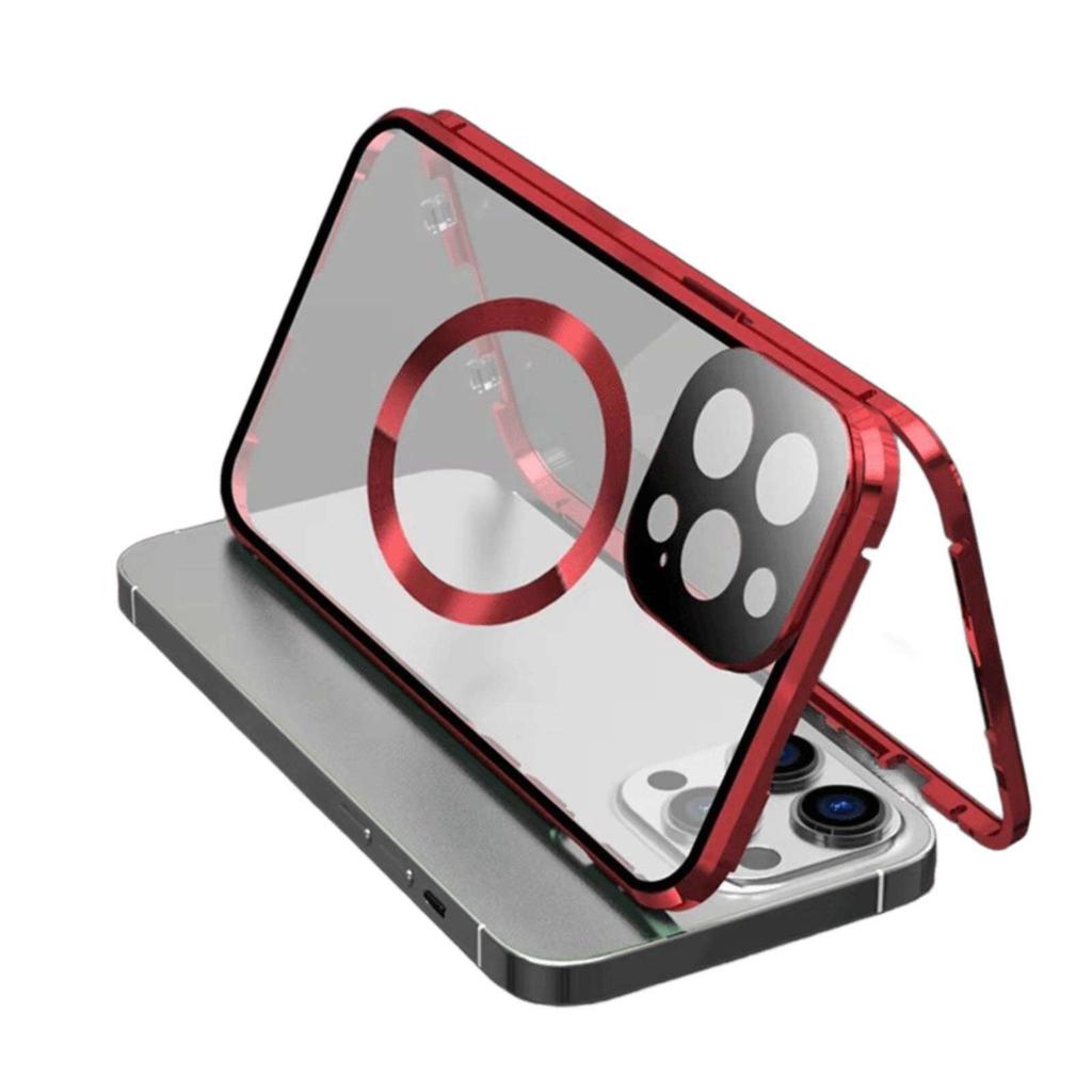 Magnetic Case for iPhone 17 16 15 14 13 12 Pro Max/Plus/Air, with Magsafe & Aluminum Frame & Double Sided Tempered Glass Phone Bumper Cover