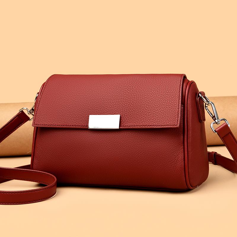 Genuine cowhide crossbody bag for women monochromatic shoulder bag luxury feminine Messenger Tote