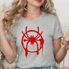 Camiseta Blanca de Manga Corta Unisex Algodón Puro con Logo de Araña Miles Morales Estampado de Araña Drip Superhéroe Ropa Casual Urbana