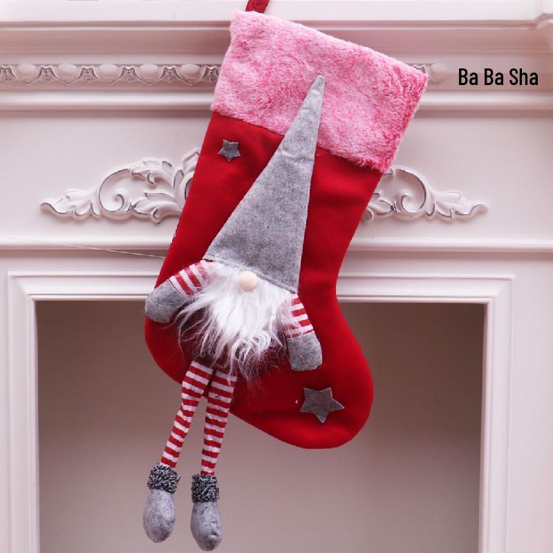 Large Plush Faceless Forest Old Man Christmas Stocking Gift Bag