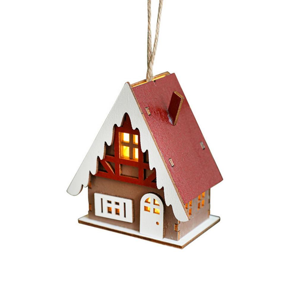 Декоративный Рождественский Снежный Дом Подвеска Рождественская Елка Подвесное Освещение Светящийся Бревенчатый Дом Мини Олень Светодиодный Деревянный Рождественский Дом