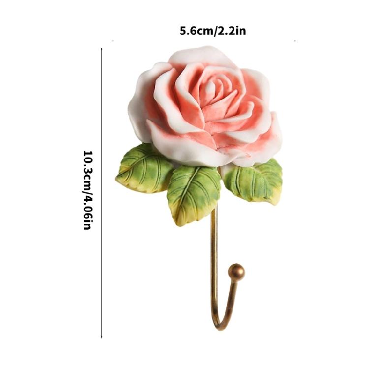 Decorative Rose Themed Heart Hook Craft Of Resin And Iron For Practical Home Use