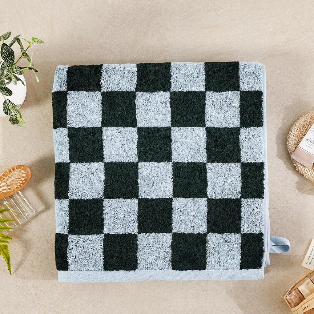 Big Checkerboard Bath Towel MINT BLUE 70X140cm 460g_BG0124073
