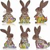 6pcs/set Bunny Shaped Wooden Bunny Table Decoration Minimalist Design Hidden Wooden Pieces Easter Tabletop Decoration Table Logo