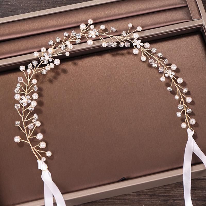 Crystal Pearl Headband Tiaras Flower Headpiece Hair Vine Women Hair Jewelry Bridal Hair Accessories Bridal Headpiece Hairband