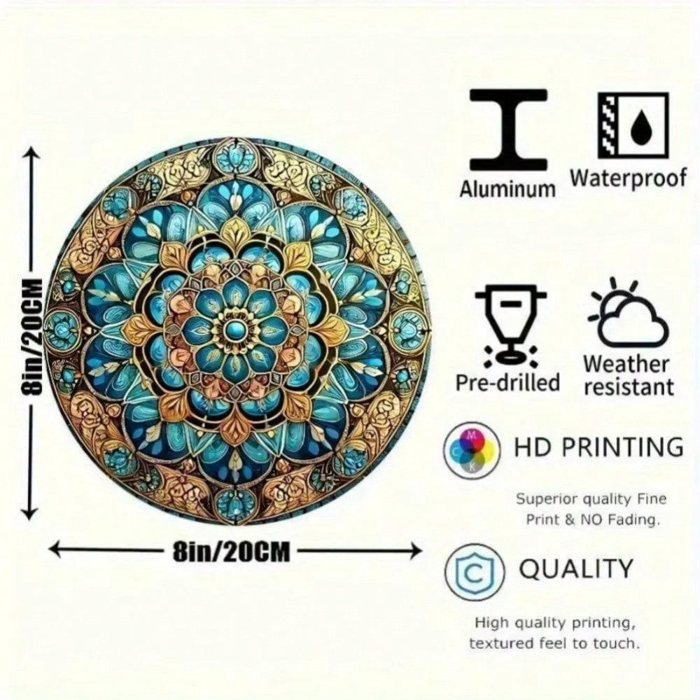 1PC 3D Mandala Flower Metal Wall Art Decor Gold Green Black