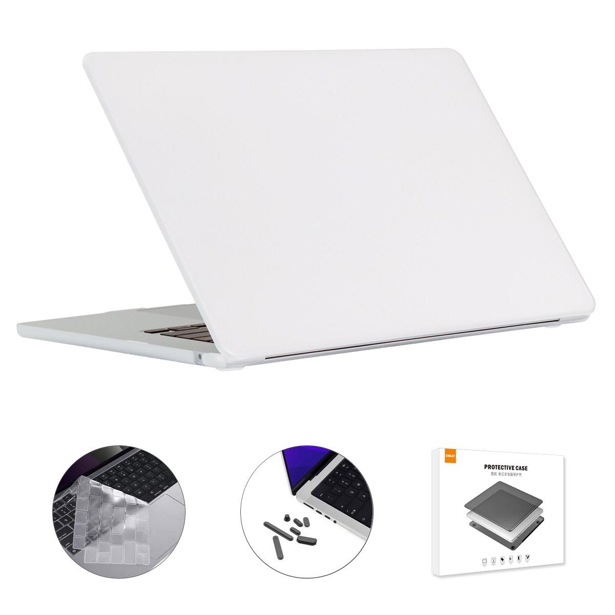 

Case for Macbook Air 15 inch (2025)/(2024) A3114/(2023) A2941 (US Version) Matte Laptop Cover with TPU Keyboard Film +Plugs White