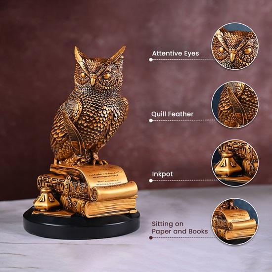 22.35 Cm Owl of Wisdom Figurine Symbol of Knowledge, Insight, Protection Perfect Gift for Students, Scholars, Home Décor for Living Room, Office