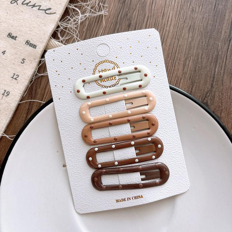 

5Pcs Milk Coffee Color Polka Dot Children s Hairpins BB Clip Baby Girls Bangs Hairpin Hair Clips Kids Headwear Hair Accessories