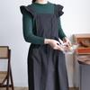 Ruffled Shoulder Strap Apron - Breathable Cotton Linen, Water Repellent for Household Chores & Baking