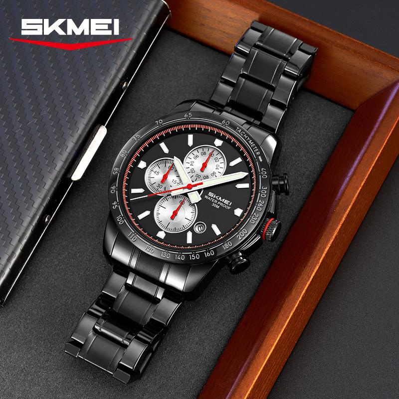 Luxury Men's Watches Stainless Steel Luminous Waterproof Men Wristwatch Chronograph Date Quartz Stylish Man Watch Reloj