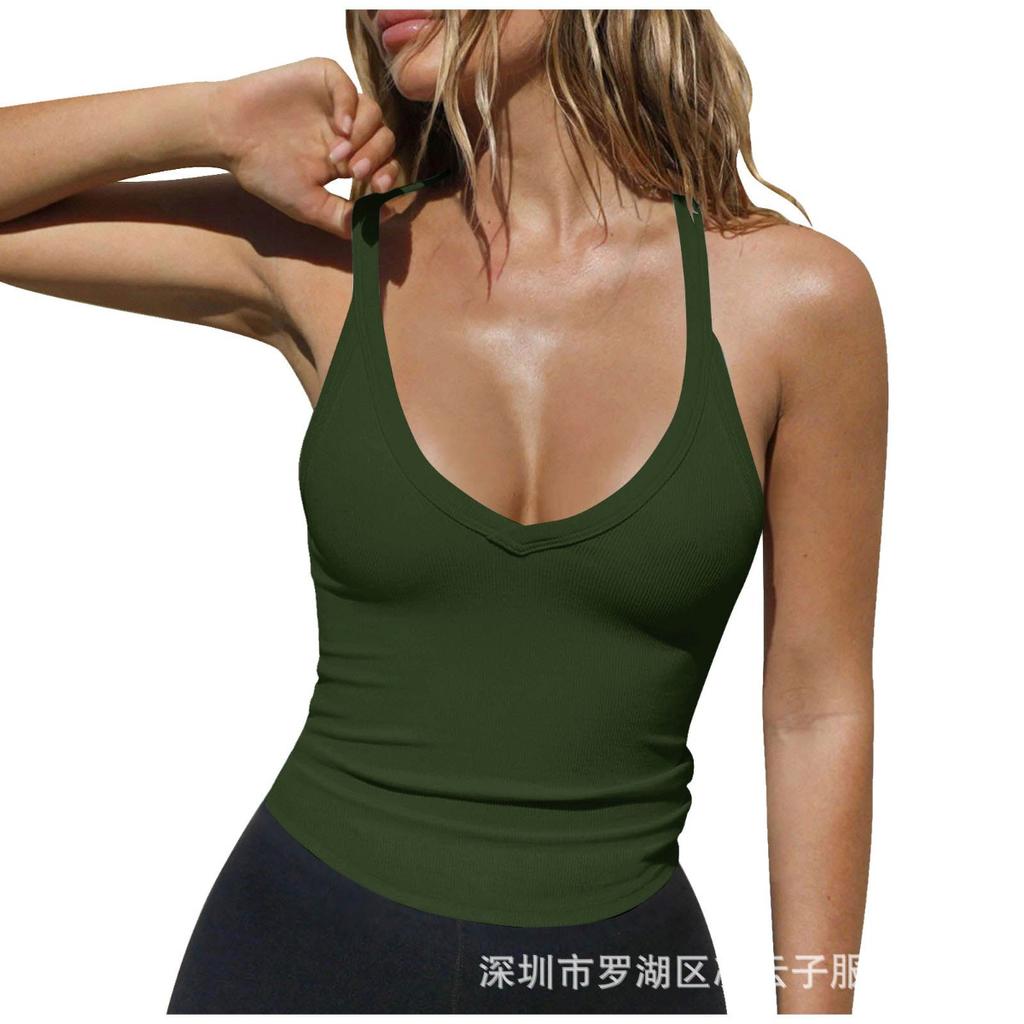 Spring Women's Super Soft Ribbed Knit Tank Top European American Sexy Slim Fitted Top Inner Layering Cami