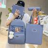 Student school bag Korean version fashion collegiate style backpack four-piece set large capacity set backpack wholesale high capacity