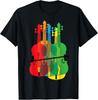 Multicolored Violins Birthday Gift For Musicians T-Shirt Mens Womens Tees Top